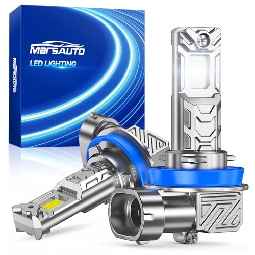 Image of Marsauto M1C H11 Bulbs, 30000LM 6500K Cool White, Compatible with H8 /H9 /H16, Fanless Passive Cooling, Ultra Quiet Plug and Play Fog Light, Pack of 2