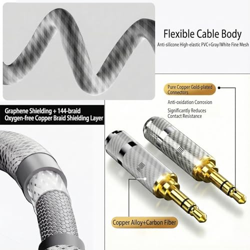 Cable auxiliar 3.5 mm de plata sólida para audio miniatura 7