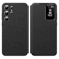 Hovisi für Samsung S23 Ultra Smart View Hülle, Spiegel Flip, Wallet Smartphone Case, für Samsung Galaxy S23 Ultra 5G Handyhülle Clear View, Galaxy S23 Ultra Smart View Sichtfenster, Kartenfach Cover