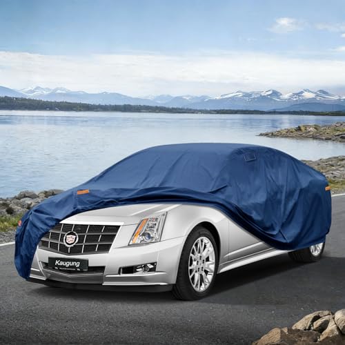 Image of Kaugung Custom Fit Car Cover for Cadillac CTS (2003-2014), Heavy Duty Waterproof All Weather Outdoor Protection, Breathable Full Exterior Cover with Vent, Rain Sun Snow UV Proof