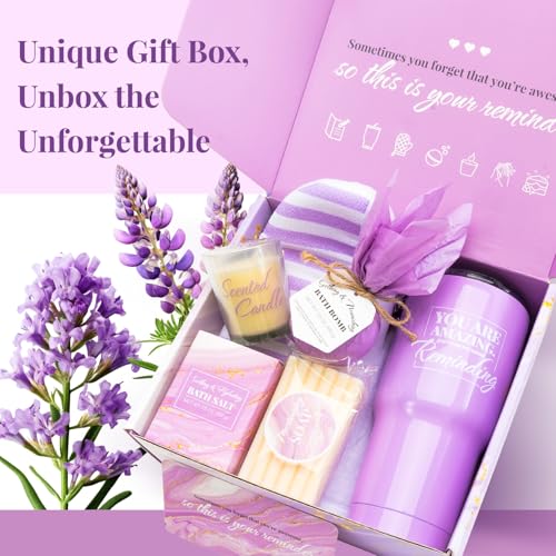 Image of Gift Set for Women Lavender Relaxing Bath and Body Gift Set -- 8Pcs Unique Gift Ideas Birthday Presents for Women, Valentine's Day, Mothers Day, Christmas Presents for Her