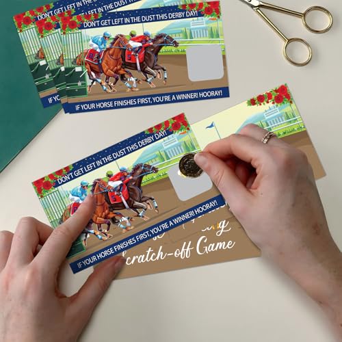 90 piezas cartas rasca y gana juego Kentucky Horse Derby miniatura 2