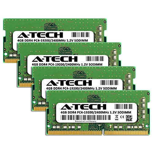 Image of A-Tech 16GB (4x4GB) DDR4 2400 MHz SODIMM PC4-19200 (PC4-2400T) CL17 Non-ECC Laptop RAM Memory Modules