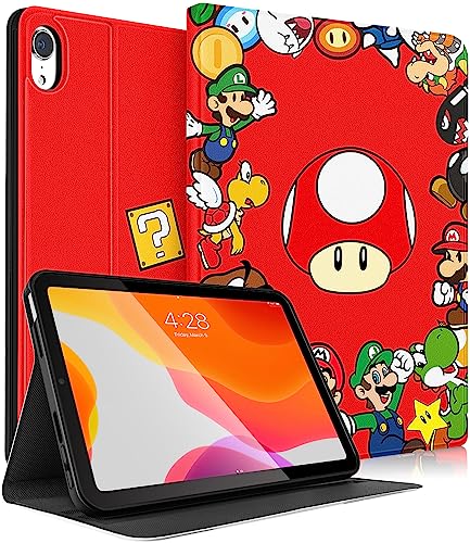 Besoar Cute Case for iPad mini 6th/7th for Girls Kids - Teen Boys Women Girly Cute Cartoon Design Covers Stand Folio Smart Fashion, Mushroom