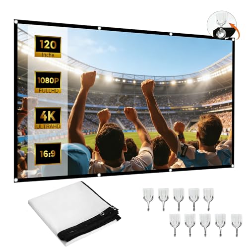 Pantalla De Proyección Portátil 120 Pulgadas Plegable - Tela Antiarrugas Lavable 16:9 Hd 4k Para Proyector, Uso Interior Exterior Cine En Casa Camping Oficina