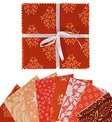 Coton quilting crais charm pack diy patchwork couture craft orange rose 5" Soimoi - 3