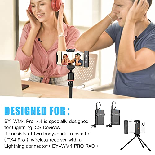 BOYA by-WM4 Pro Wireless Lavalier Microphone System 2 Transmitters with 1 Lighnting Connector Receiver for iPhone iPad iOS Devices Live Stream Broadcasting Blog - Image 8