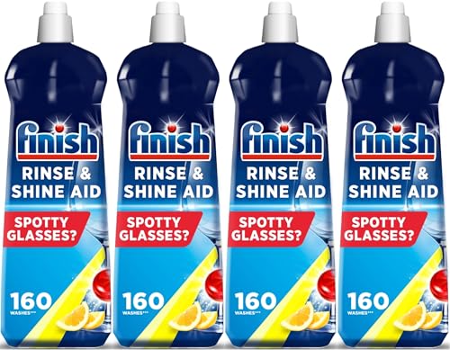 Finish Dishwasher Rinse Aid, Lemon, 800ml, Pack of 4