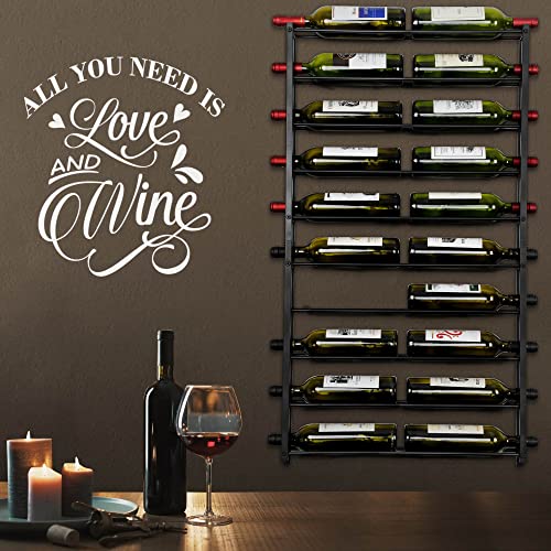 Wall Mount Wine Rack: Wall Mounted Wine Holder for 20 Wine Bottles Display - Black Metal Wine Storage Organizer,3.4ft - Image 4