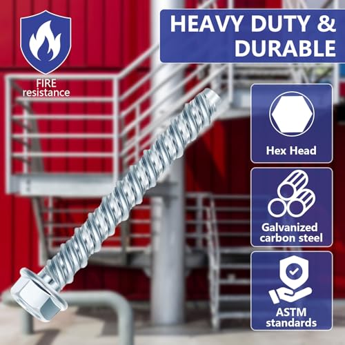 20 Stück Betonschrauben m8 x 60mm, Betonschraube Sechskantkopf Schrauben Set, Betonschrauben ohne Dübel verzinkt mit Scheibe, Schraubanker für Industrie Mauerwerk Beton Architektur