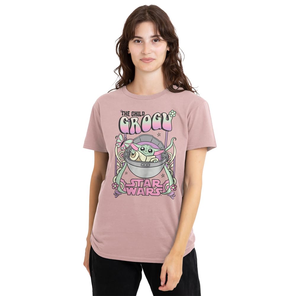 Star Wars Hippie Grogu Ladies T Shirt, Pink, X-Large