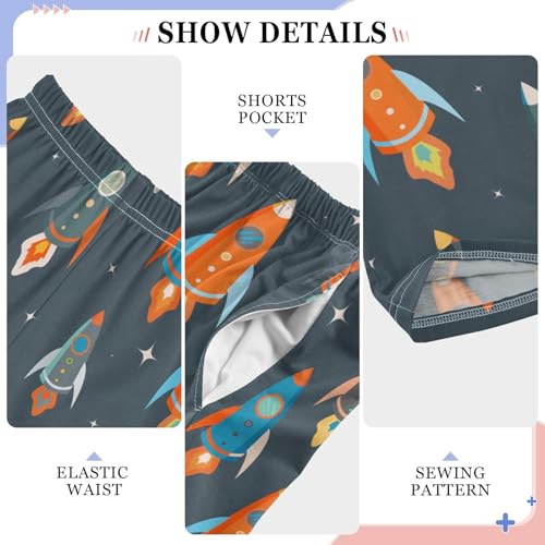 ZZXXB Colorful Rockets Outer Space Boys Long Pants Soft Trousers Elastic Waist Kids Lounge Bottoms with Pockets S-XL4