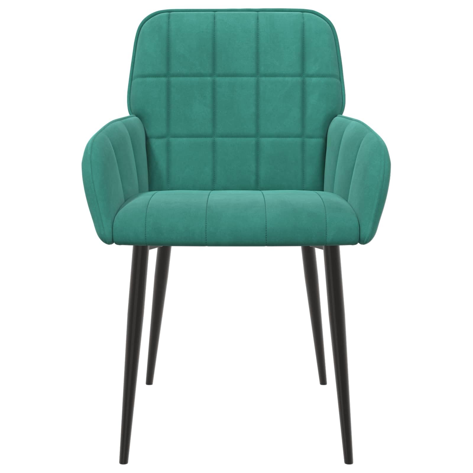 Lot de 4 chaises de salle à manger en velours turquoise 56,5 x 50 x 85 cm