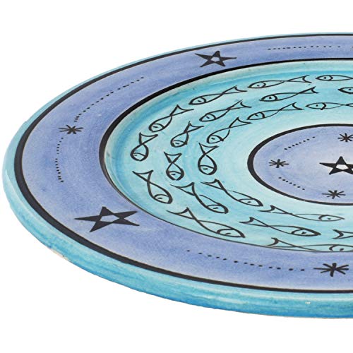 Orientalische Keramikschale Keramikteller Samak Blau 17cm Groß | farbige marokkanische Keramik Schale Teller rund aus… – Bild 5