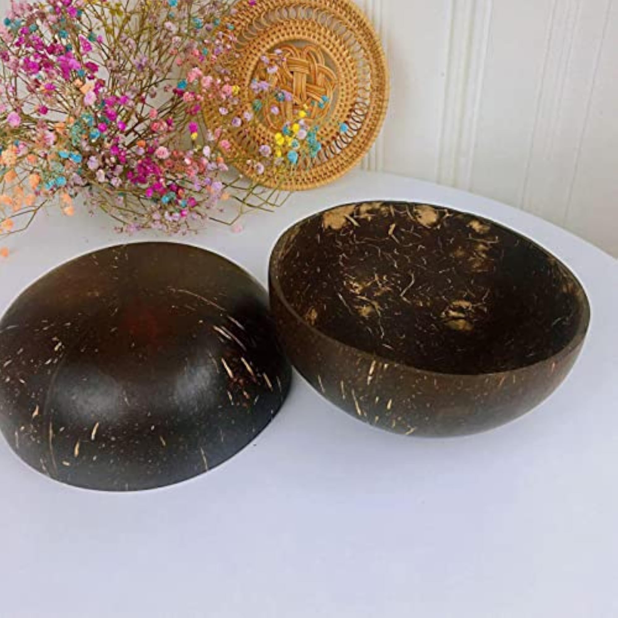 Handmade Coconut Bowls for Salad and Cereal Serving