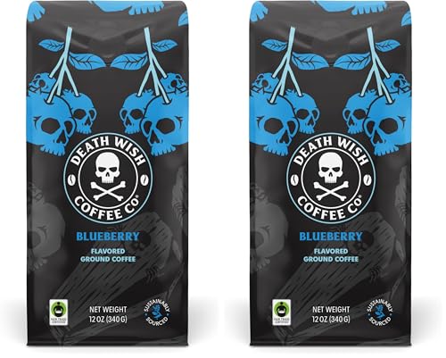 Image of Death Wish Coffee, Fair Trade, Ground Blueberry Coffee, 12 oz (Pack of 2)