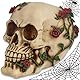 mtb more energy Deko Totenkopf ’’Head of Roses’’ - rote Rosen - Totenschädel Figur Dekoration