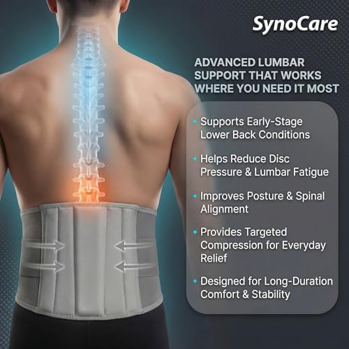 Image of Lumbar Support Belt for Back Pain Relief, Posture Corrector, Waist & Lower Back Brace for Lumbar Support, Muscle Spasm Relief for Men & Women, Adjustable - Medium