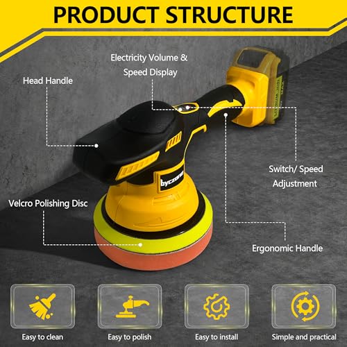 Cordless Car Buffer Polisher for Dewalt 20V Battery, 8 Variable Speed Car Polisher,6 Inch Portable Orbital Buffer Polisher Kit for Car Detailing/Waxing/Polishing(Battery Not Include) 8 Cordless Car Buffer Polisher for Dewalt 20V Battery, 8 Variable Speed Car Polisher,6 Inch Portable Orbital Buffer Polisher Kit for Car Detailing/Waxing/Polishing(Battery Not Include) - Image 8