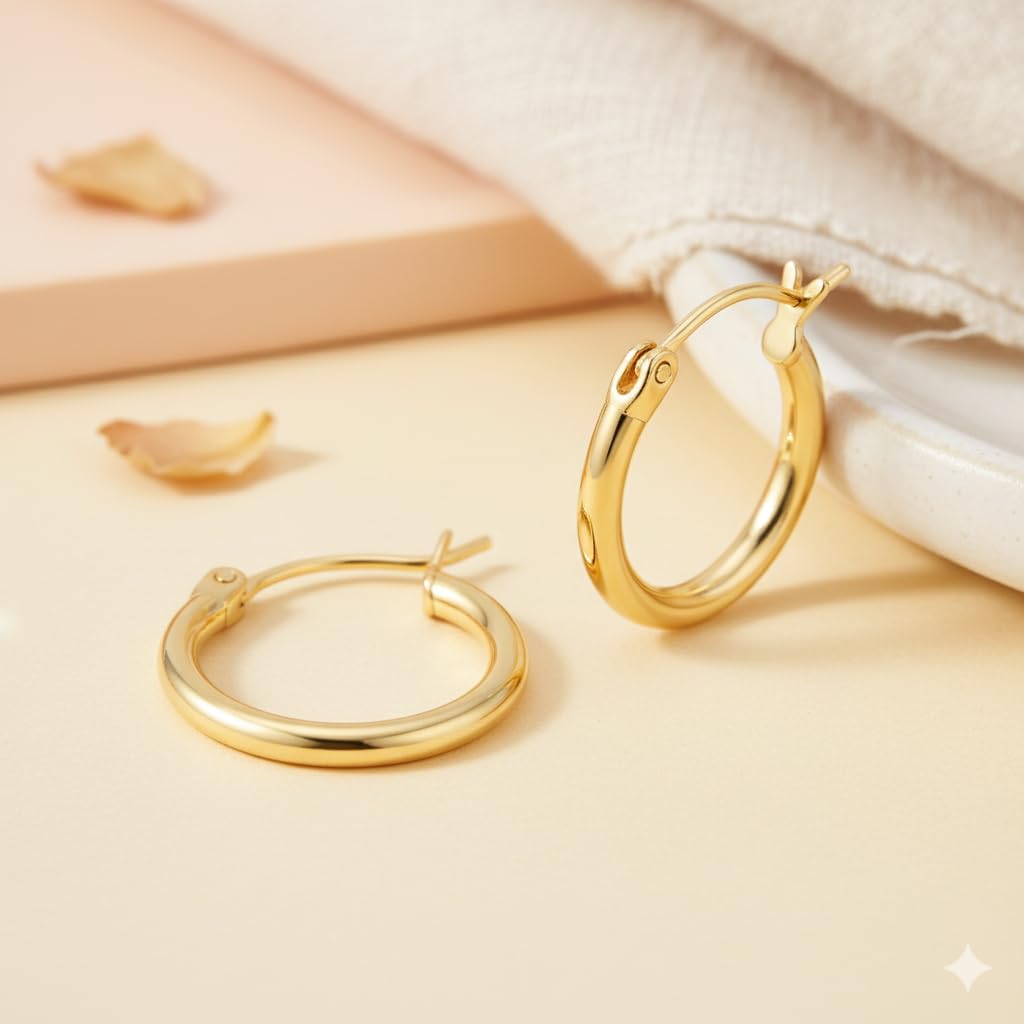 RAYSAM Gold Earrings for Women 14K Gold Hoop Earrings for Women Hoop Earring for Womens Hoops Clean Lines and Fluid Shape Gold Hoops Earring for Womens 14/16/18/20/25/30mm