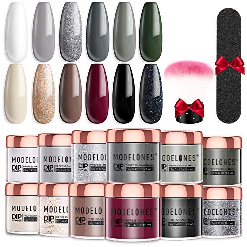 Dip Powder Kit Powder Refill Set 12 Color Dipping Powder Color Dip Set for Starter Dip Powders Nails Set No UV/LED Lamp Needed For French Nail Manicure.