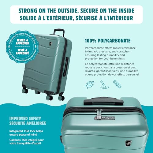 Atlantic Transmarine Hardside Medium Luggage – Superior Polycarbonate Construction with 8 Spinner Wheels and Retractable Handle, Integrated TSA Lock, Expandable 2" – Stormy Sea image 6