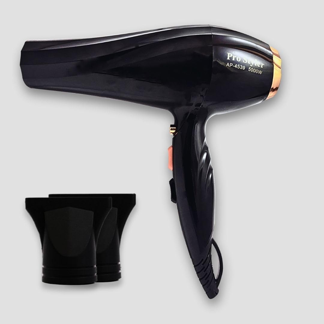 Pro Styler Powerful Performance:Classic Look 5000 Watts Professional Hair Dryer Featuring AC Motor Excellence | Hair Dryer For Woman & Man | Best for Palour & Salone (Glossy Black)