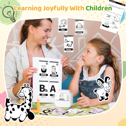 Image of Ponek Mini Sticker Printer, Mini Thermal Sticker Printer M02X, Stickers Maker Machine for Kids, Student, Family, Pocket Photo Printer for DIY Stickers, White