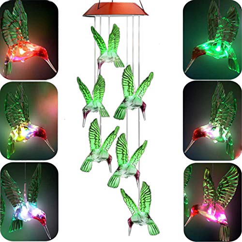 NAKAO LED Solar Hummingbird Solar Wind Chimes, Hummingbird Wind Chimes, Wind Chimes Solar Hummingbird, Solar Hummingbird Wind Chime, DÃ©cor for Garden, Yard, Patio, Home, Gifts for Mom, Wife, Grandma