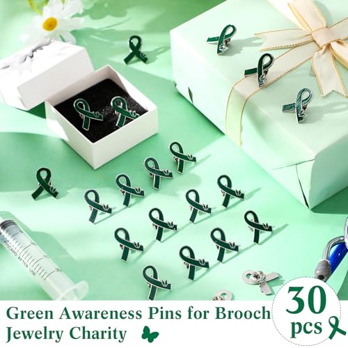 Image of Tondiamo 30 /60 /120 /240 Pcs Green Ribbon Pins Bulk Mental Health Awareness Lapel Pin Hope Brooch Items Favors Gifts for Event