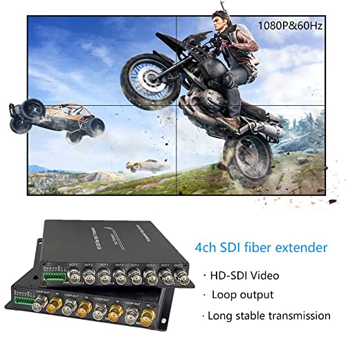 Image of 4CH HD-SDI Fiber Converter 1080P Broadcast Level SDI Video Optical Transceiver Loop Output 4ch HD SDI Fiber Extender with RS485 SDI Over SM Simplex FC 20km