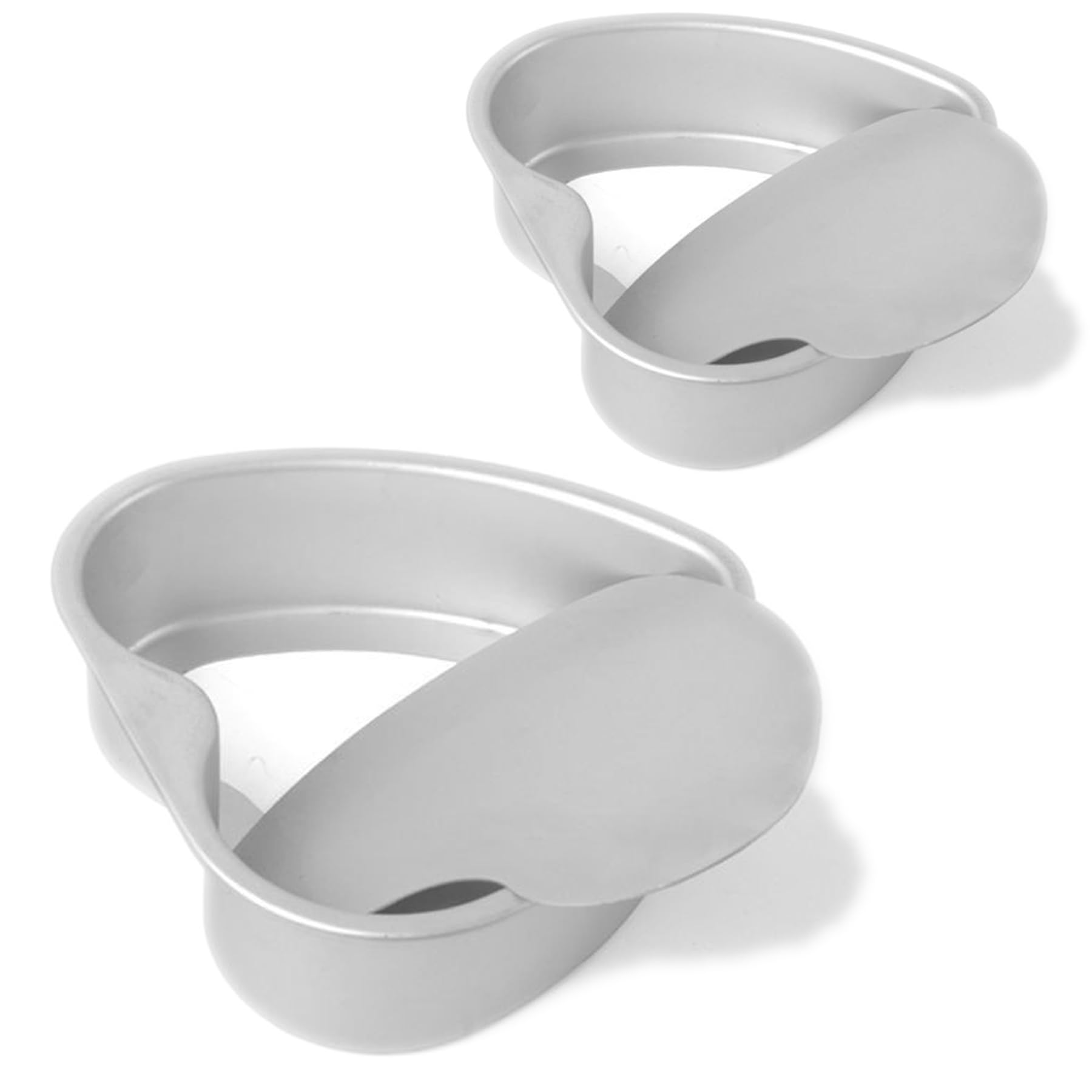 QJFCare Lot de 2 moules à gâteau en aluminium en forme de cœur, 10,2 cm et 15,2 cm, réutilisables avec fond amovible, moule à gâteau au fromage amovible pour gâteaux, brownies, cuisson au four