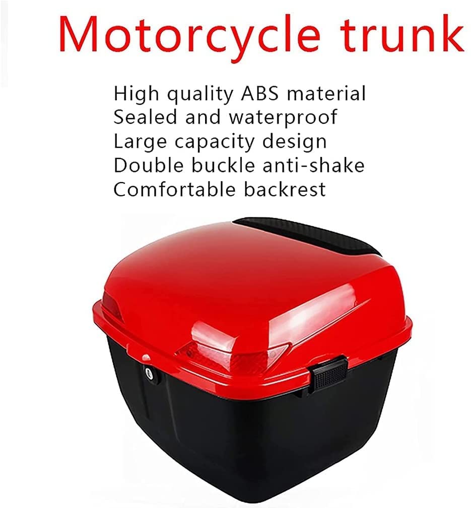 Motocykl Top Case Uniwersalny motocykl Tour Skrzynka ogonowa Skuter Motocykl Bagaż Top Lock Kask Schowek, miękkie oparcie/sprzęt montażowy/nocne światło ostrzegawcze