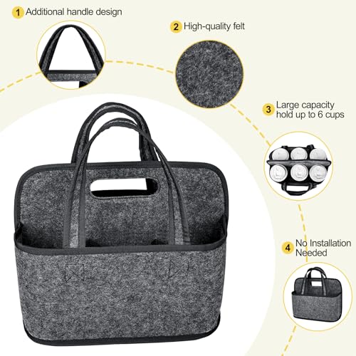 Resovo Enlarged 6 Cups Drink Carrier with Handle, Reusable Drink Carrier for Delivery, Assembly-Free Portable Coffee Holder Cup Holder Bag, Coffee Caddy with Double-Handle for Car, Take Out, Outdoors - Thumbnail 7