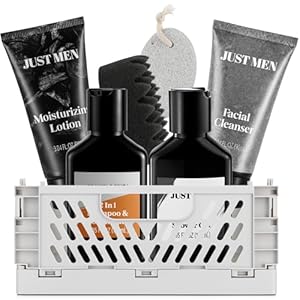 Gift Baskets for Men – 7 Pcs Mens Body Wash & Skin Care Kit | All-in-One Grooming & Bath Gift Set with Cedrus Atlantica Scent | Birthday & Christmas Gifts for Men, Husband, Boyfriend, Brother, Father