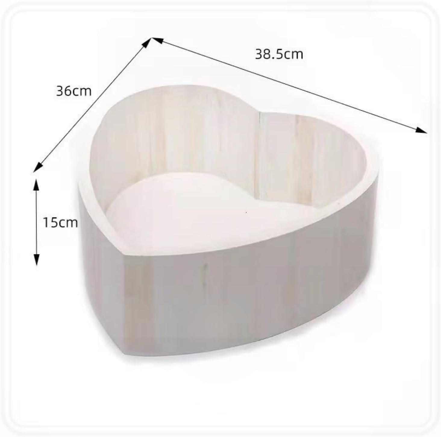 ニューボーンフォト用ハート型木製かご・ヴィンテージ風無垢材 | 新生児撮影道具・赤ちゃん用フォトバスケット・籐編み調スタイル | 自