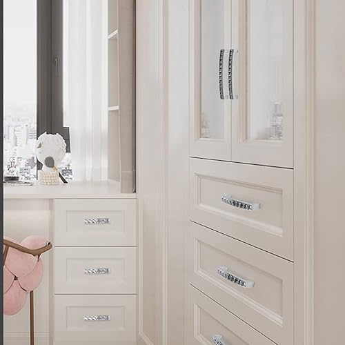 Miniatura 6 de Paquete de 10 tiradores de cristal con diamantes de imitación en forma de U, tiradores modernos y brillantes para cajones de aparador (centros de