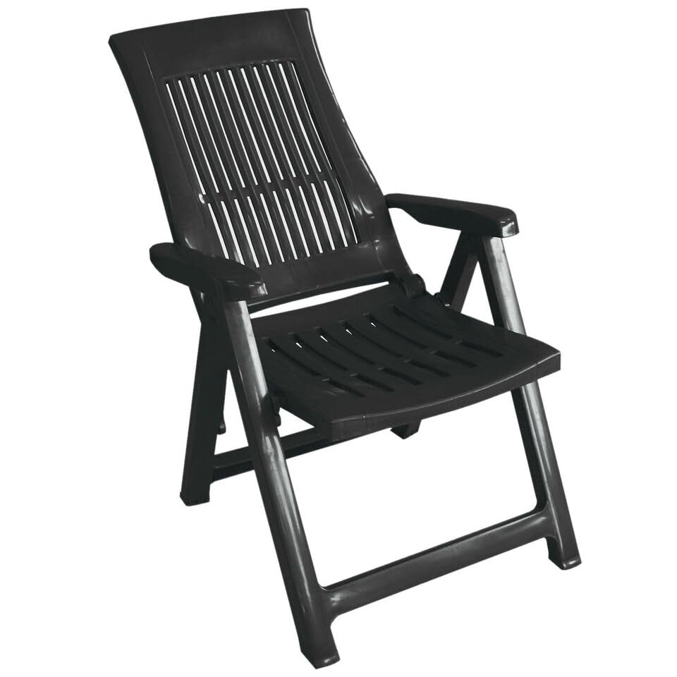 URBNLIVING Folding Garden Lounger Chair, 5-Position Reclining Outdoor Chair, Weather-Resistant, Foldable & Comfortable Seating for Garden, Patio, Camping & Dining - Single