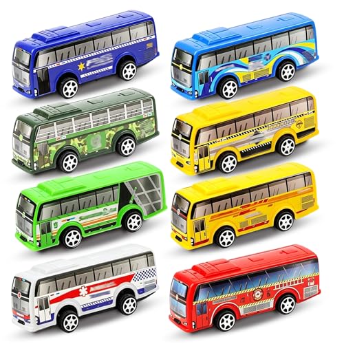 TUBAWD 6PCS Little Bus Set City Transit Buses for Early Learning Imaginative Play Skill Development Imagination and Storytelling