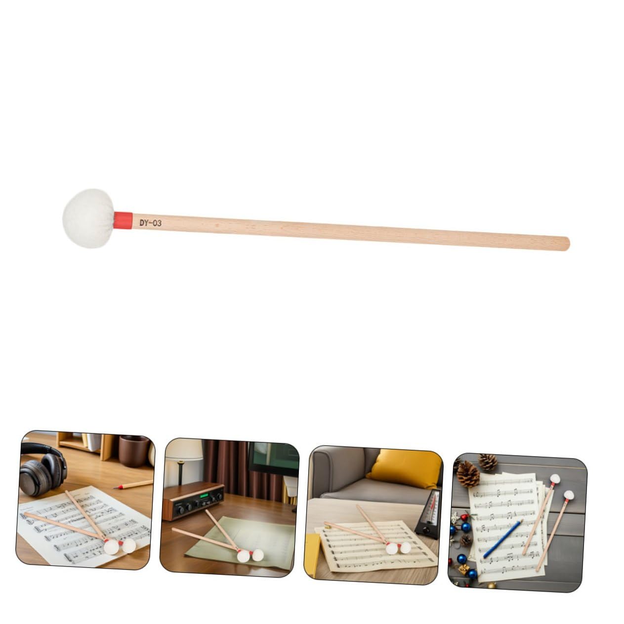 4 Stück Teiliges Paukenschlägel mit Weißem Filzkopf Langlebige Holzgriffe Professionelle Percussion Mallets für Orchester Schulbands und Vielseitige Musikalische Anwendungen