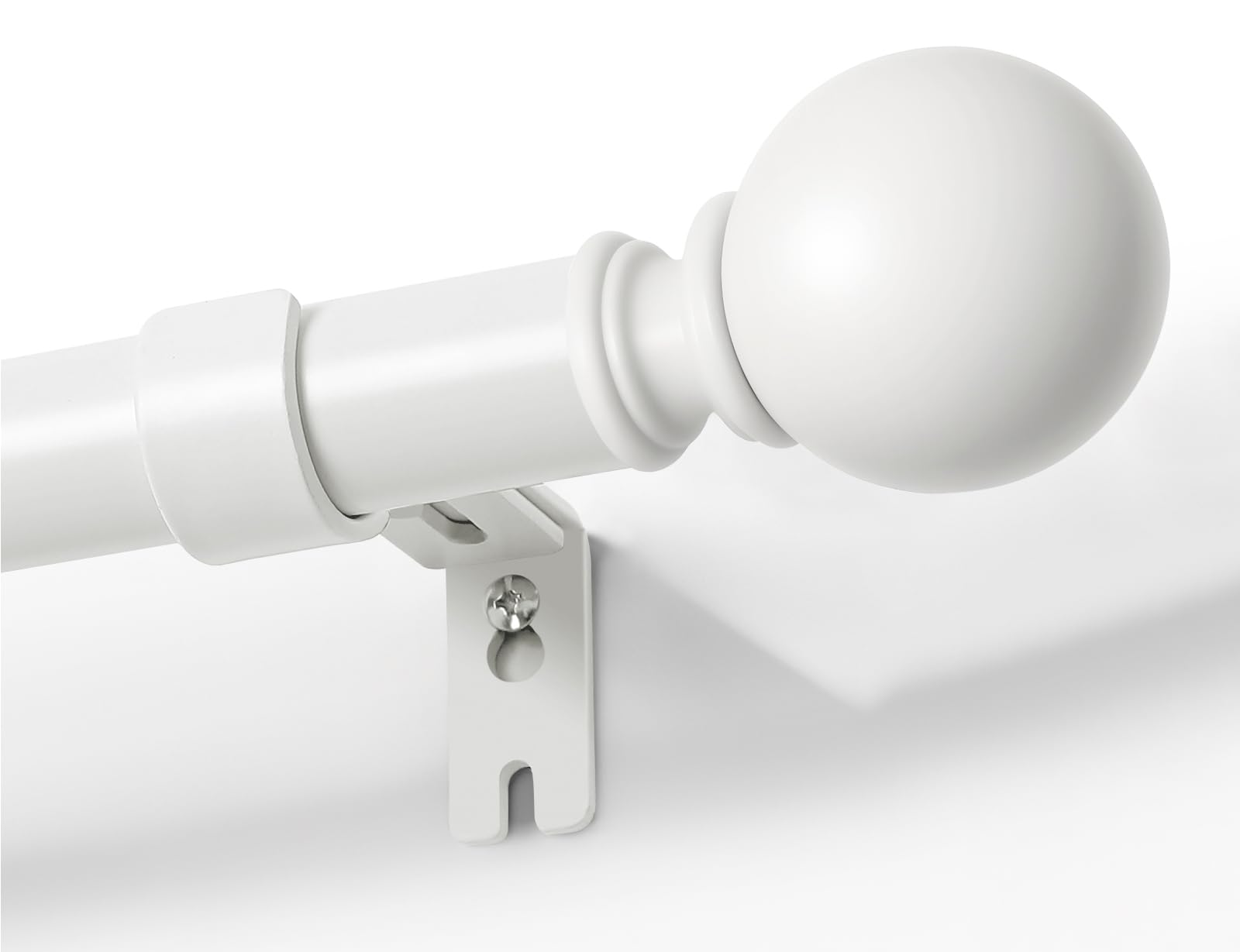 Joydeco Einstellbare Weiß Gardinenstange Set 76cm-114cm Dekorative Vorhangstange mit Aluminium Endkappe für Duschraum Schlafzimmer Wohnzimmer DEY7A