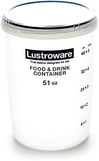 Lustroware Airtight Screw Top Food Containers with Measurement Marks | BPA Free, Dishwasher Safe | Microwave and Dishwasher Safe (6, 51 oz)