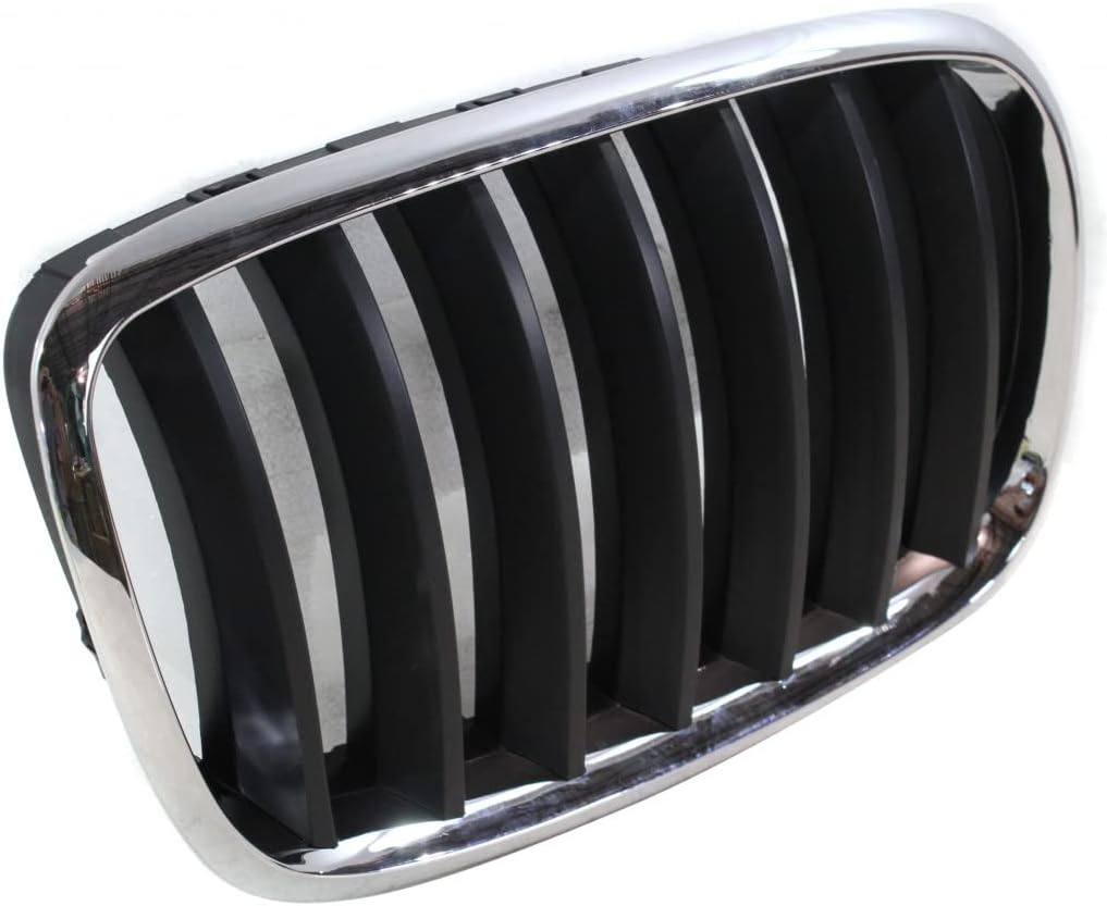 For BMW 328i/328i xDrive 2009 2010 2011 2012 Grille Driver and Passenger Side | Pair | Black Edge Center Fins | w/Chrome Frame | Replacement For BM1200192, BM1200191 | 51137201967, 51137201968