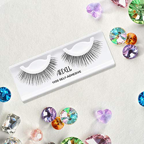 Ardell Self Adhesive Eyelashes 105S – Pre-Glued No Glue Needed Natural Strip Lashes, Lightweight & Reusable, 4 Pack