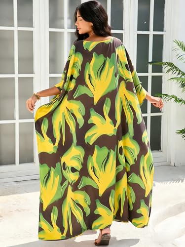 Image of Moss Rose Kaftan Dresses for Women Summer Swimsuit Cover up Caftan Dress