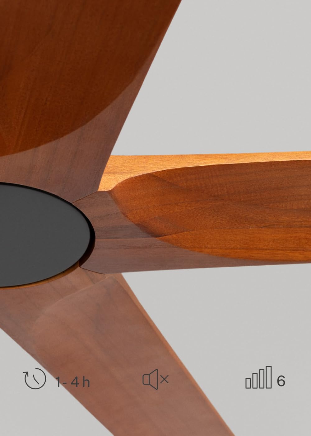 CREATE / WIND INDUSTRIAL WOOD XXL/Ventilatore da soffitto 100% legno con telecomando / 40W, Silenzioso, Ø183 cm, 6 velocità, programmabile, funzione estate-inverno