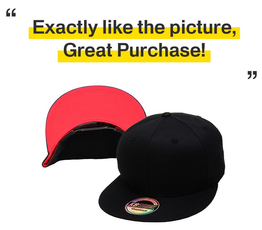 Image of KBETHOS Classic Snapback Hat Blank Cap Underbrim Cotton Wool Blend Flat Visor Adjustable Unisex