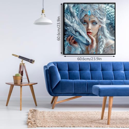 PICKFORU Puzzle de 1000 Piezas Snow Realm Guardian para Adultos, Rompecabezas de Fantasía con Mujer Dragón, Escena Mítica como Decoración para el Hogar miniatura 3