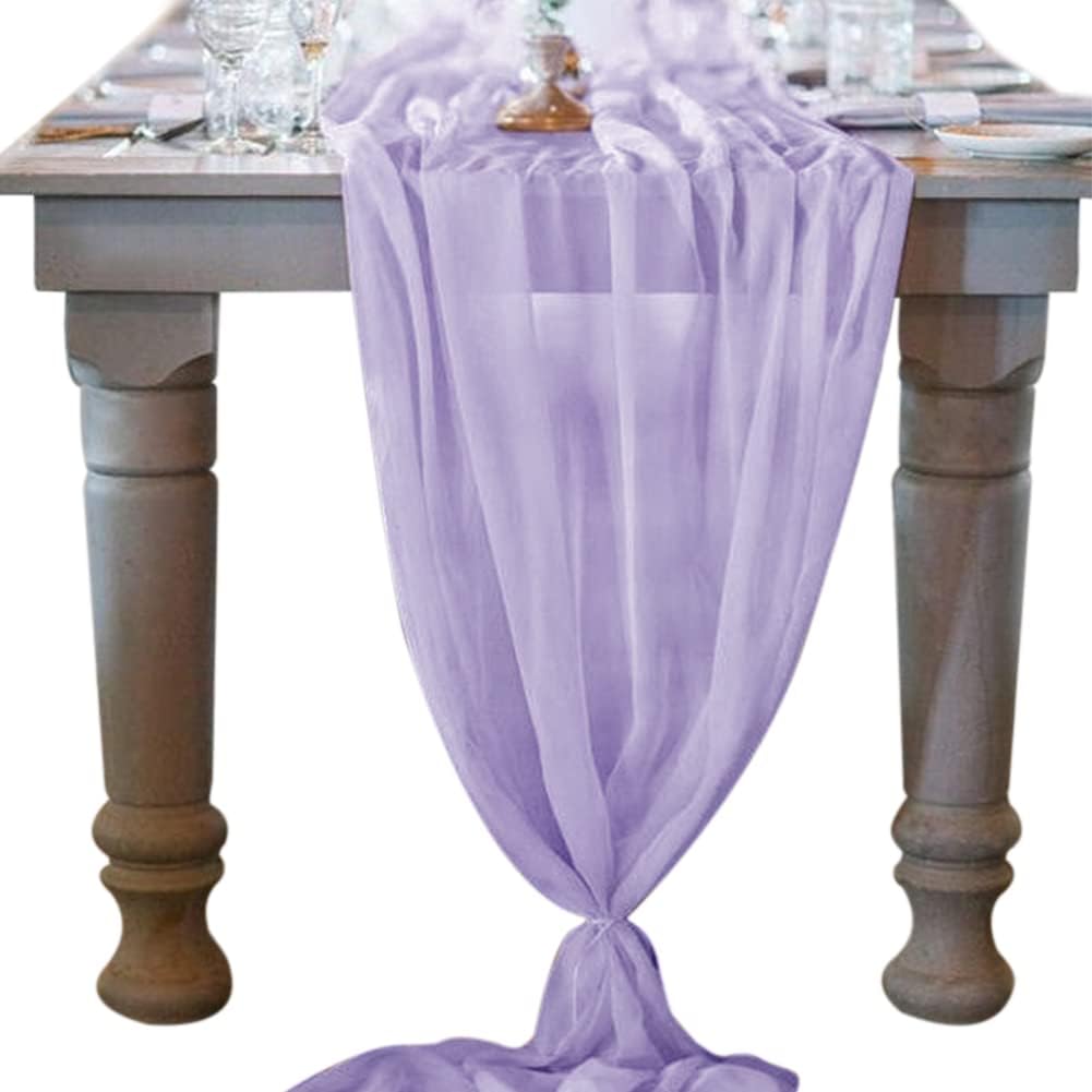 Socomi Lilac Purple Table Runner Fall Thanksgiving Boho Rustic 10ft 29x120 Inches Wedding Runner Sheer Bridal Shower DecorationsGlobal Recycled StandardGlobal Recycled StandardGlobal Recycled Standard