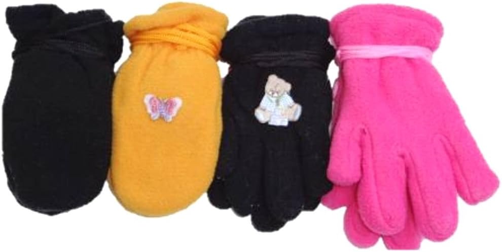 Set of Four Pairs Fleece Very Warm Mittens Gloves for Ages 6 to 24 Months